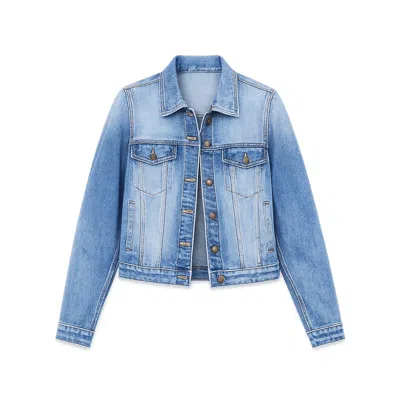 Yumi Women's  Blue Stretch Washed Denim Jacket