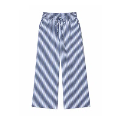 Yumi Women's  Blue Stripe Relaxed Trousers
