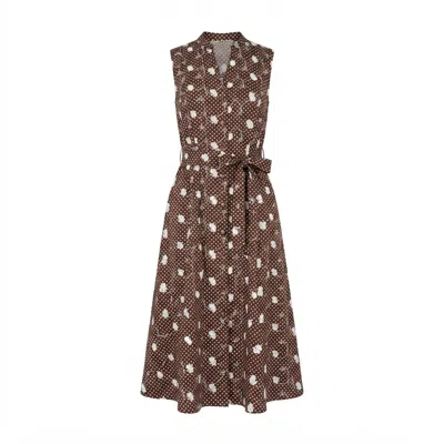 Yumi Women's  Brown Cotton Embroidery Shirt Dress In Multi