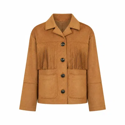 Yumi Women's  Brown Faux Suede Tassel Jacket