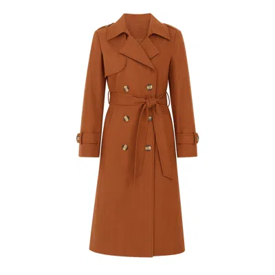 Yumi Women's  Brown Faux Suede Trench Coat