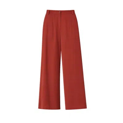 Yumi Women's  Brown Linen Mix Trousers In Red