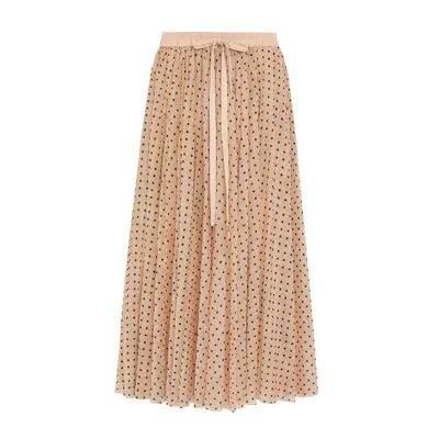 Yumi Women's  Brown Mesh Heart Print Tulle Skirt