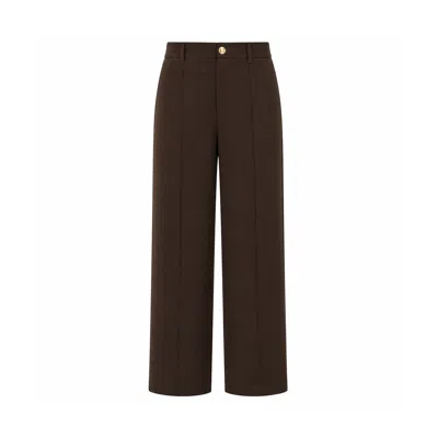 Yumi Women's  Brown Wide Leg Stretch Trousers