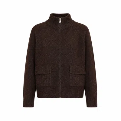 Yumi Women's  Brown Zip Up Cardigan