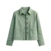 Yumi Canvas Patch Pocket Jacket In Green