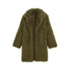 Yumi Women's  Green Luxe Long Hair Fur Coat In Brown
