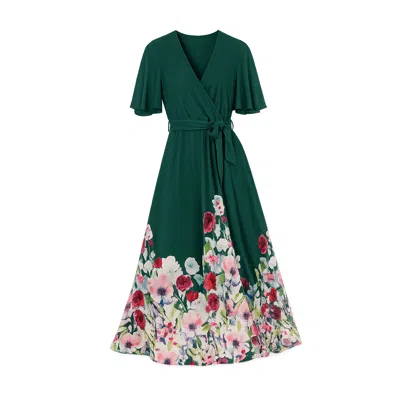 Yumi Mesh Wrap Midi Dress In Green