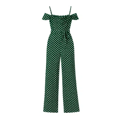 Yumi Women's  Green Spot Bardot Jumpsuit