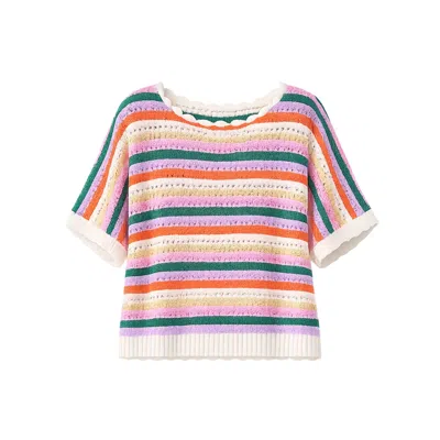 Yumi Batwing Crochet Top In Multi