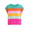 Yumi Block Stripe Relaxed Knitted Top In Multi