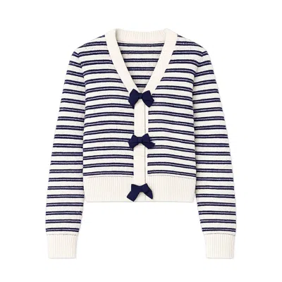 Yumi Women's  Multicolour Block Stripe Tie Front Cardigan