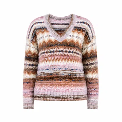 Yumi Women's  Multicolour Fairisle Relaxed Boucle Jumper