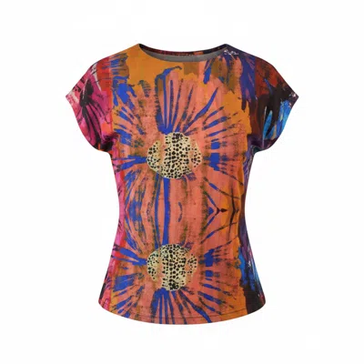 Yumi Women's  Multicolour Floral Mesh Top
