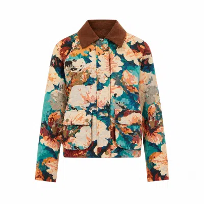 Yumi Women's  Multicolour Floral Woven Bomber Jacket