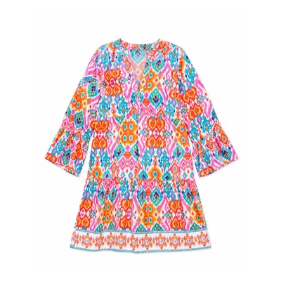 Yumi Women's  Multicolour Ikat Print Viscose Beach Tunic