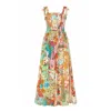Yumi Patchwork Split Hem Maxi Dress In Brown