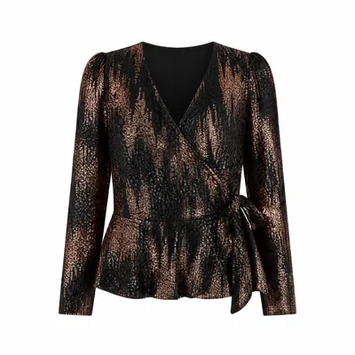 Yumi Women's  Multicolour Sequin Long Sleeve Wrap Top