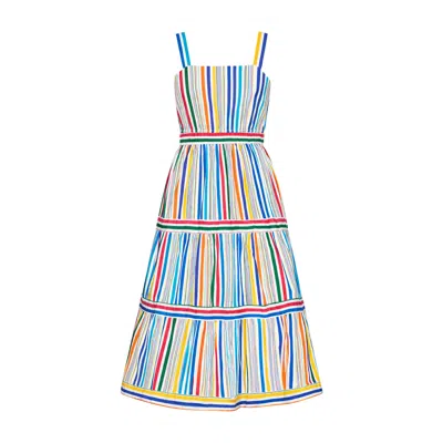 Yumi Women's  Multicolour Stripe Cotton Midi Sun Dress