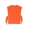 Yumi Women's  Orange Flower Cable Knit Tie Side Pullover In Orange