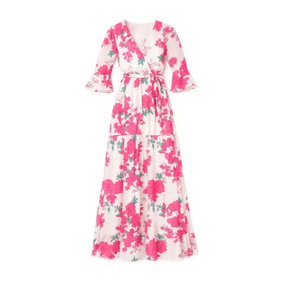 Yumi Women's  Pink Blossom Print Maxi Wrap Dress