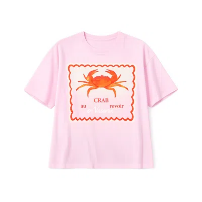 Yumi Women's  Pink Crab Vacation Print T Shirt