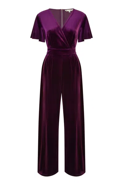 Yumi Women's  Purple Jumpsuit With Angel Sleeves