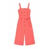 Yumi Gingham Button Through Jumpsuit In Red