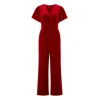 Yumi Women's  Red Jumpsuit With Angel Sleeves In Multi