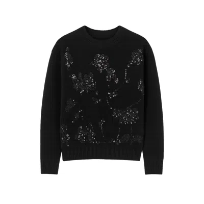 Yumi Women's  Relaxed Knitted Jumper With Sequin Detail In Black