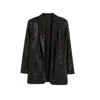 Yumi Sequin Blazer With Pockets In Black