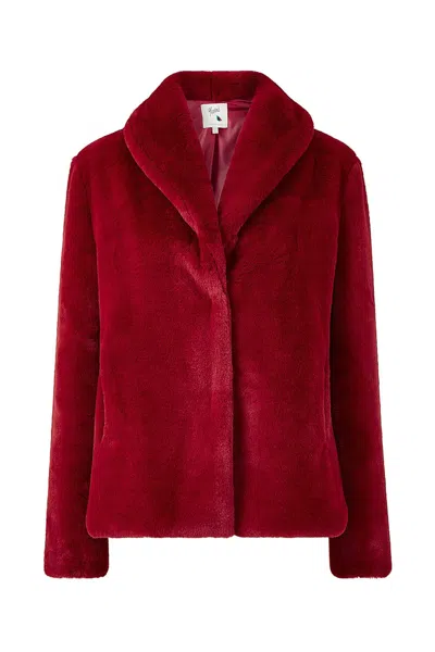 Yumi Women's  Short Wrap Faux Fur Coat In Red