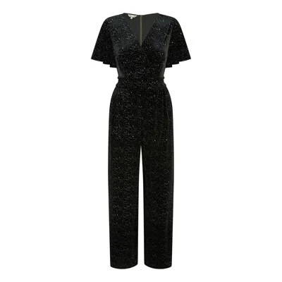 Yumi Women's  Sparkle Velvet Jumpsuit In Black
