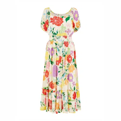 Yumi Women's  White Big Floral Midi Dress In Multi