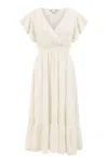 Yumi Women's  White Cotton Broderie Anglaise Wrap Midi Dress