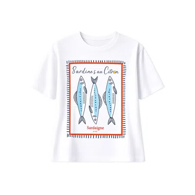 Yumi Women's  White Cotton Summer Motif T-shirt