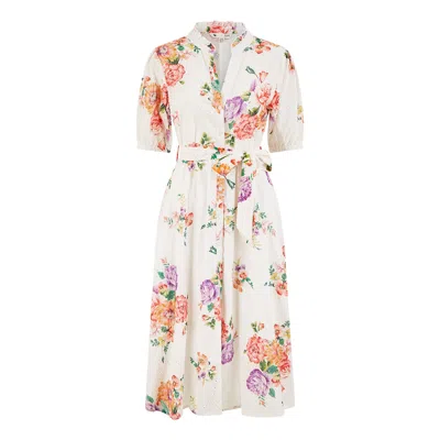 Yumi Women's  White Floral Cotton Broderie Anglaise Skater Dress