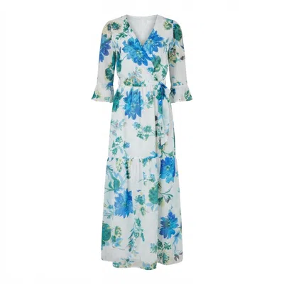 Yumi Women's  White Floral Maxi Wrap Dress