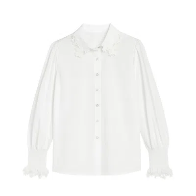 Yumi Women's  White Lace Trim Shirt