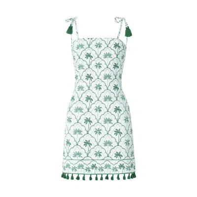 Yumi Women's  White Palm Tree Cotton Shift Mini Dress In Multi