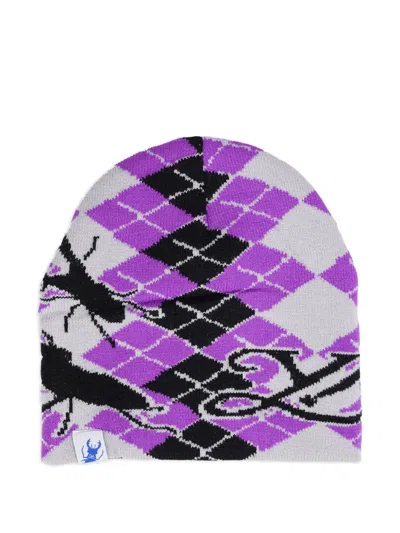 Yumin Ha Argyle-pattern Beanie Hat In Purple