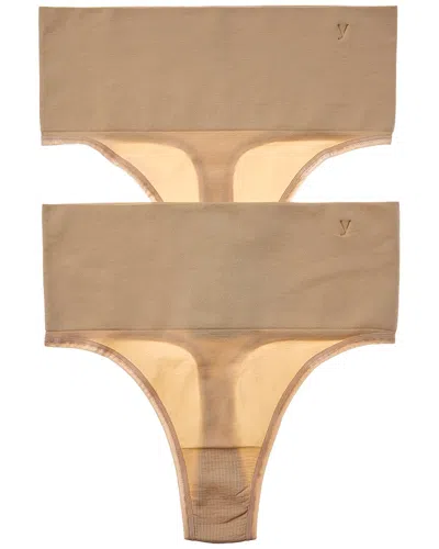 Yummie 2pk Ultralight Seamless Thong In Brown