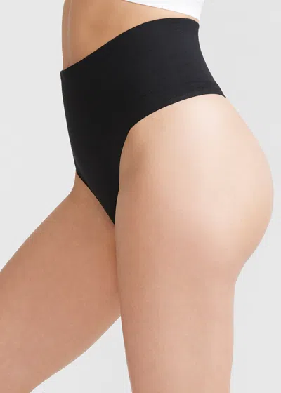 Yummie Alex Cotton Shaping Thong Briefs In Black