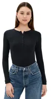 Yummie Katrina Seamless Ribbed Cotton Blend Bodysuit In Black