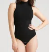 Yummie Kinsley Mock Neck Shaping Thong Bodysuit In Black