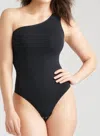 Yummie One Shoulder Shaping Thong Bodysuit In Black