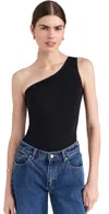 Yummie One Shoulder Shaping Thong Bodysuit In Black