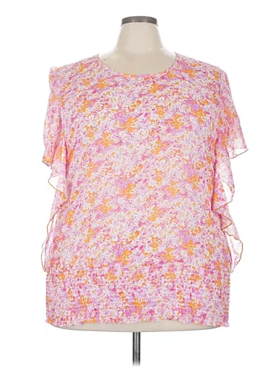 Pre-owned Yummy Plus Short Sleeve Blouse In Pink