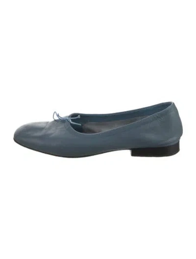 Pre-owned Yuni Buffa Leather Bow Accents Ballet Flats In Blue