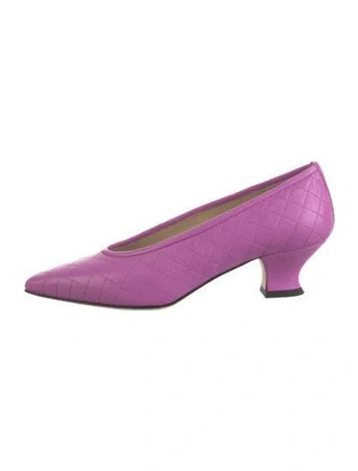 Pre-owned Yuni Buffa Leather Patterned Pumps In Purple